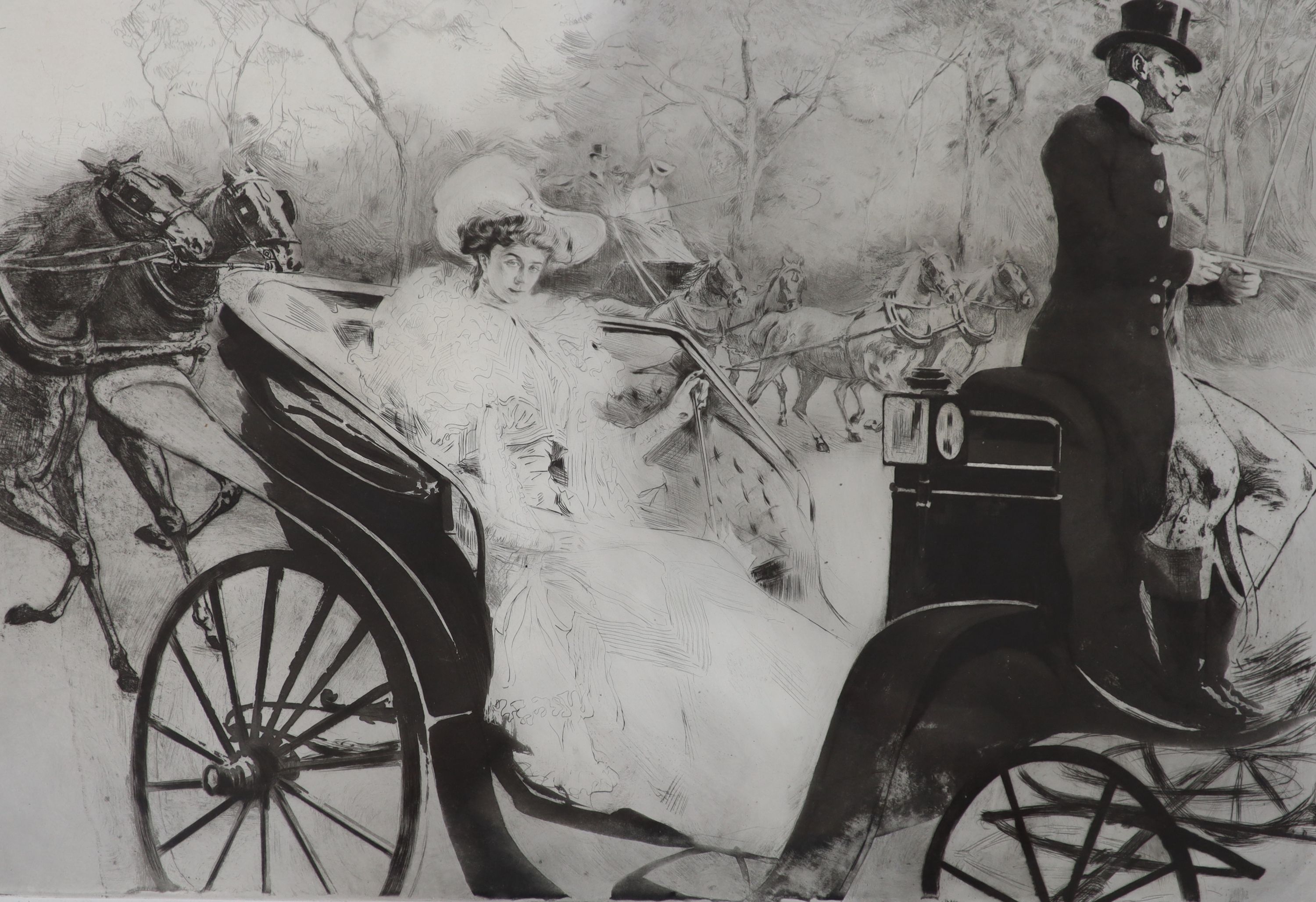 Edgar Chahine (1874-1947), drypoint etching, La Promenade, signed in pencil 1902, from the edition of 100, 46 x 66cm